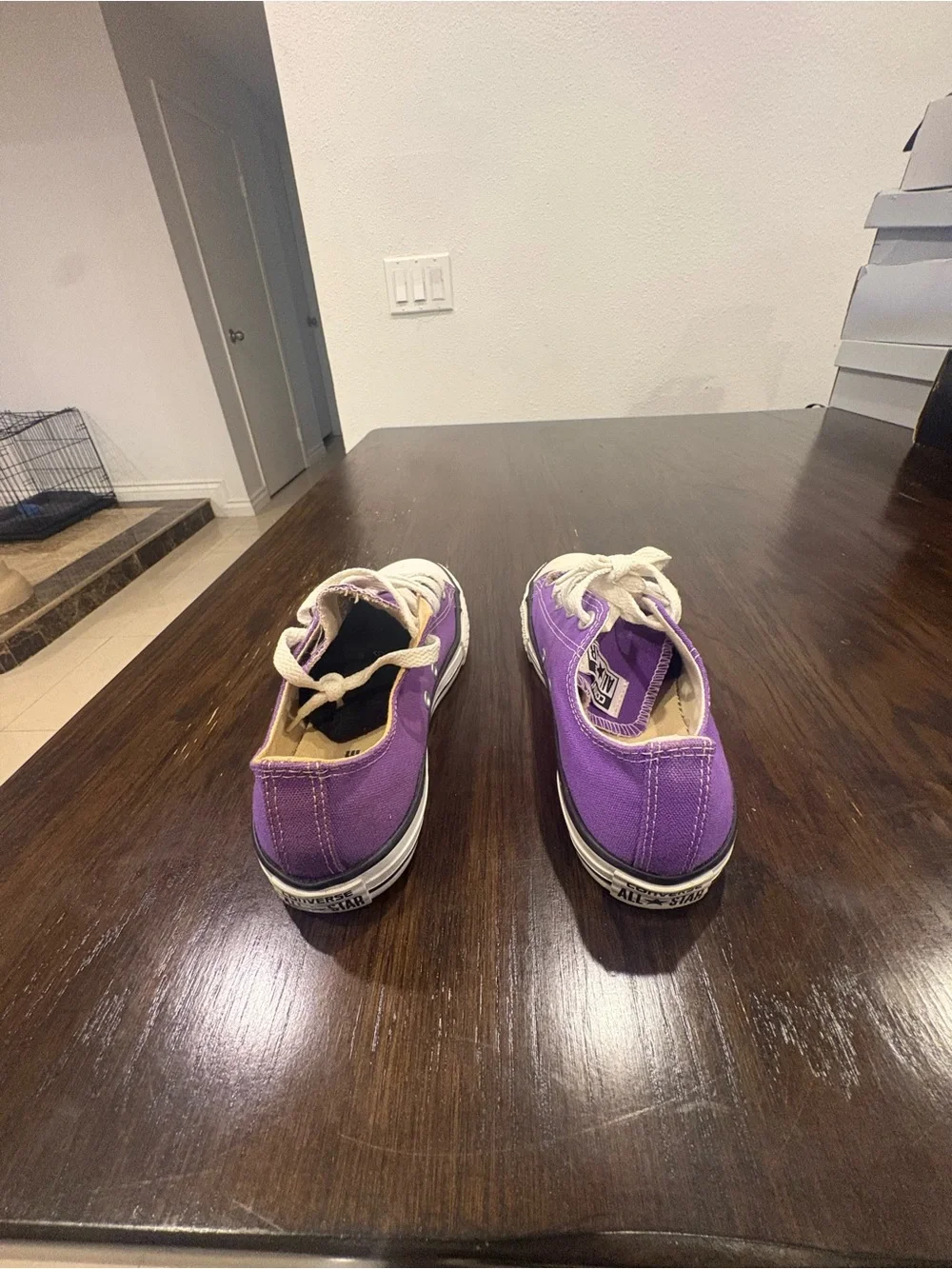 Converse Kids Purple and White Low-Top Canvas Sneakers